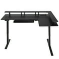 thumbnail image 1 of KFFKFF L-Shaped Electric Height Adjustable Desk, Corner Gaming Desk with Keyboard Tray and Dual Hooks, Sturdy Computer Table with LED Light Strip for Home Office, Simple Assembly, Black, 1 of 9