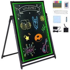 KFFKFF LED-Lit Notice Board, 32"x24" Erasable Luminous Sign Board with Neon Radiance, Menu Showcase with 8 Vibrant Chalk Markers and Remote Control, Adheres to Safety Regulations
