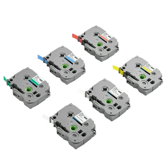 KFFKFF Label Maker Tape, 6-Pack, 0.47 in / 12 mm Colored Label Refills Compatible with Brother P-Touch Models, Suitable Replacement for TZe-131, TZe-231, TZe-431, TZe-531, TZe-631, TZe-731