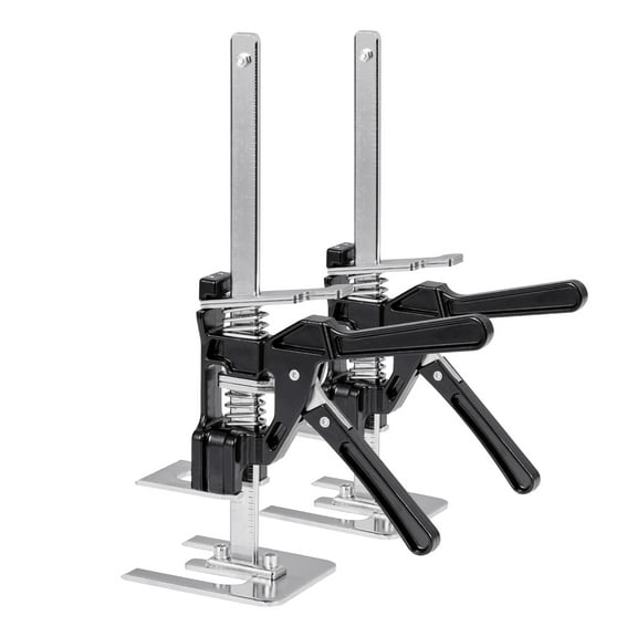 KFFKFF Labor-Saving Arm Jack, Set of 2 with 330 lbs Capacity, Lifts up to 7.1", Metal Hand Lifting Tool with Magnetic Level, Adjustable Height for Doors, Windows, Furniture, and Woodworking, Black