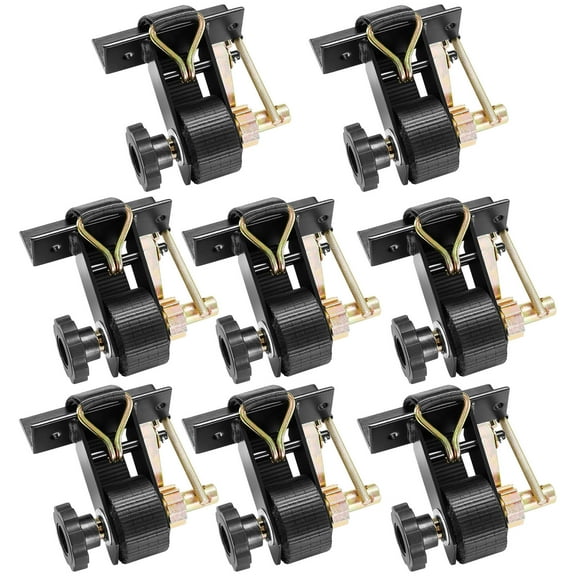 KFFKFF Ladder Rack Ratchet Straps, Black Square Tube Mount, 1.5 in Wide x 7.4 ft Long Straps with Double J-Hooks, 500 lbs Load Capacity, Heavy Duty Cargo Lock Straps (8 Pack)