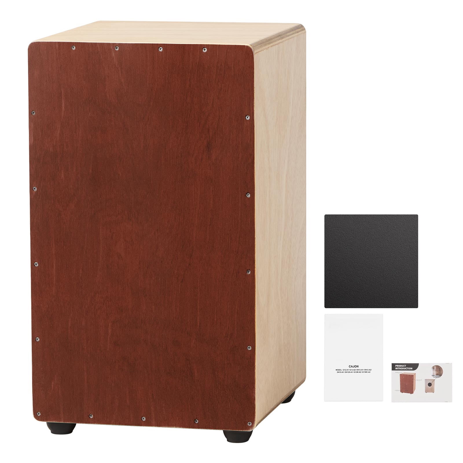 KFFKFF Large Cajon Box Drum with Internal Snare Wires, Lightweight Wooden Percussion Instrument, Birch Wood Drum with Silicone Feet, Suitable for Beginners and Professionals, 12 x 12 x 20 Inches
