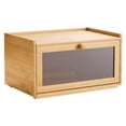 thumbnail image 1 of KFFKFF Large Capacity Bamboo Bread Storage Box for Kitchen Counter, Wooden Organizer for Homemade Bread with Acrylic Wavy Door, Natural Farmhouse Design, 1 of 9