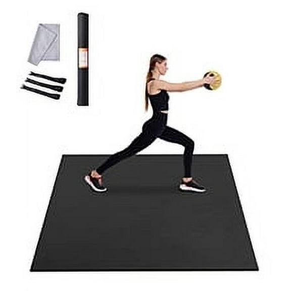 KFFKFF Large Fitness Mat, 8x5ft Durable Non-Slip Yoga Mat, Universal Exercise Mat for Both Genders, Includes Portable Bag & Strap, Ideal for Home Yoga, Pilates & Floor Exercises