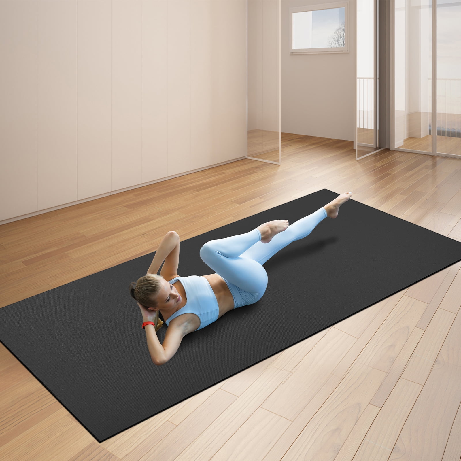 KFFKFF Large Yoga Mat,12x6ft Durable Non-Slip Fitness Mat, Multi-Purpose Exercise Mat for Both Men and Women, Includes Portable Bag & Strap, Ideal for Home Yoga, Pilates & Floor Exercises