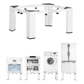 KFFKFF Laundry Pedestal, 12-inch Height, Washer and Dryer Stand with 1200 lbs Load Capacity, Adjustable 18.7-31 inches, Non-Slip Feet, Durable Steel Construction, Universal Fit, White