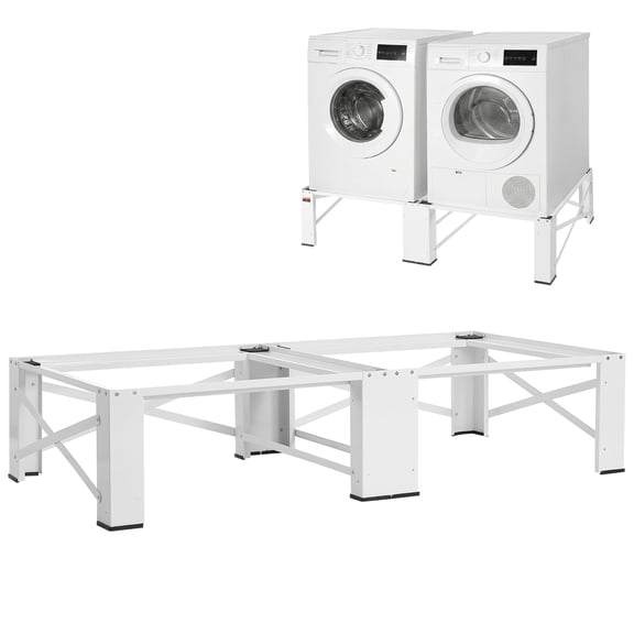 KFFKFF Laundry Pedestal, 12-inch Height, Washer and Dryer Stands with 700 lbs Load Capacity, Anti-Slip Feet, 28.3 x 28.3 in Universal Washing Machine Base, White, Set of 2