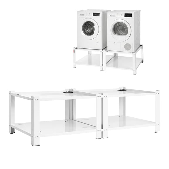 KFFKFF Laundry Pedestal, 16.1 in Height, 27.5 x 27.5 in Washer and Dryer Stands with Storage Shelf, 700 lbs Weight Capacity, Non-Slip Feet, Universal Washing Machine Base, White, Set of 2