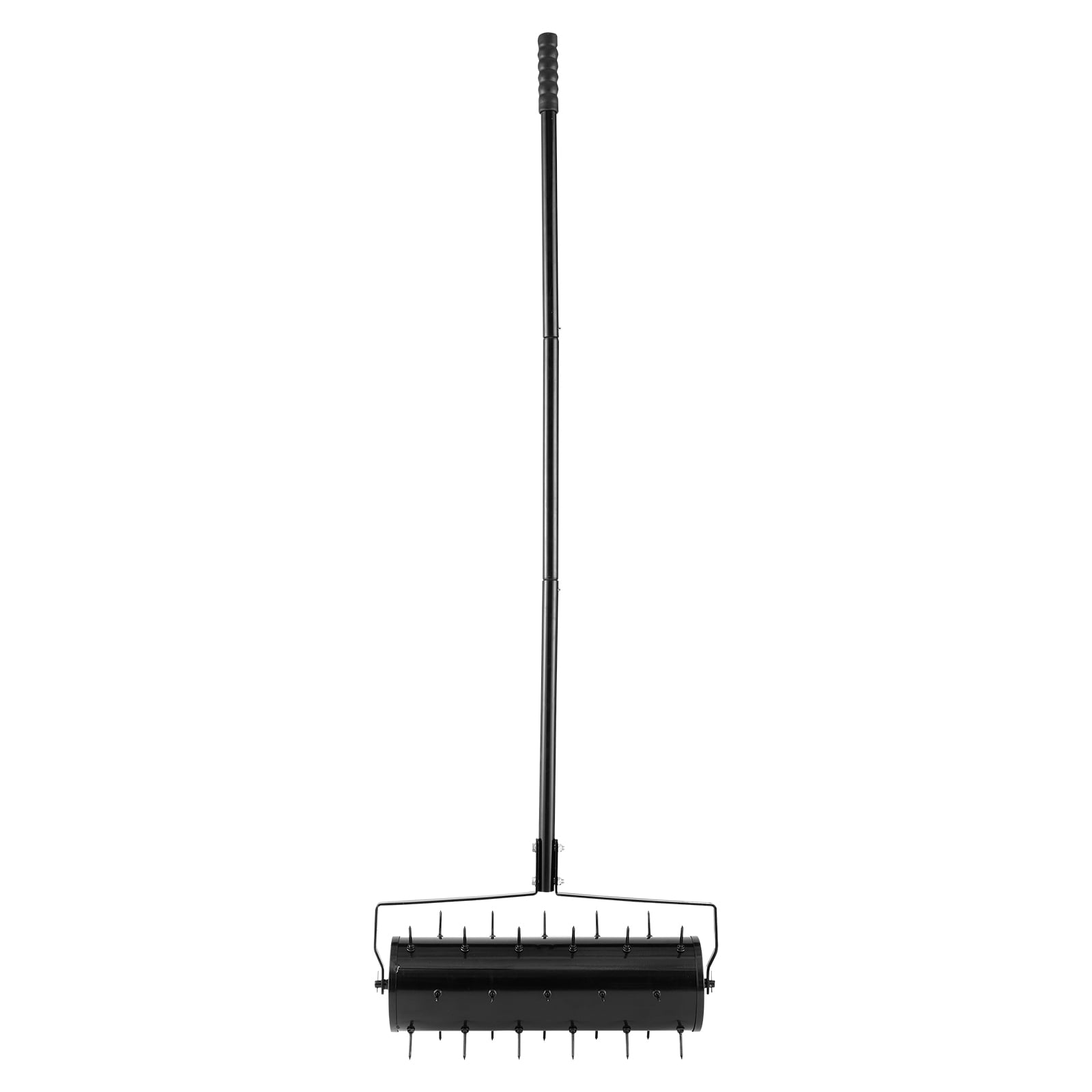 KFFKFF Lawn Aerator Roller, 21-inch Manual Aerator Lawn with Removable Handle and 33 Iron Prongs, Garden Patio Yard Soil Aeration Device, Black