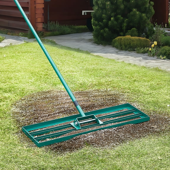 KFFKFF Lawn Leveling Rake 30"x10" Level Lawn Tool with 78" Steel Extended Handle