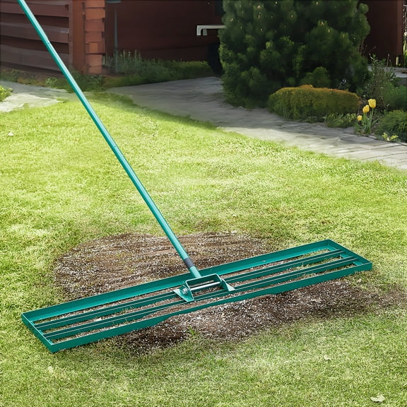 KFFKFF Lawn Leveling Rake 48"x10" Level Lawn Tool with 78" Steel Extended Handle