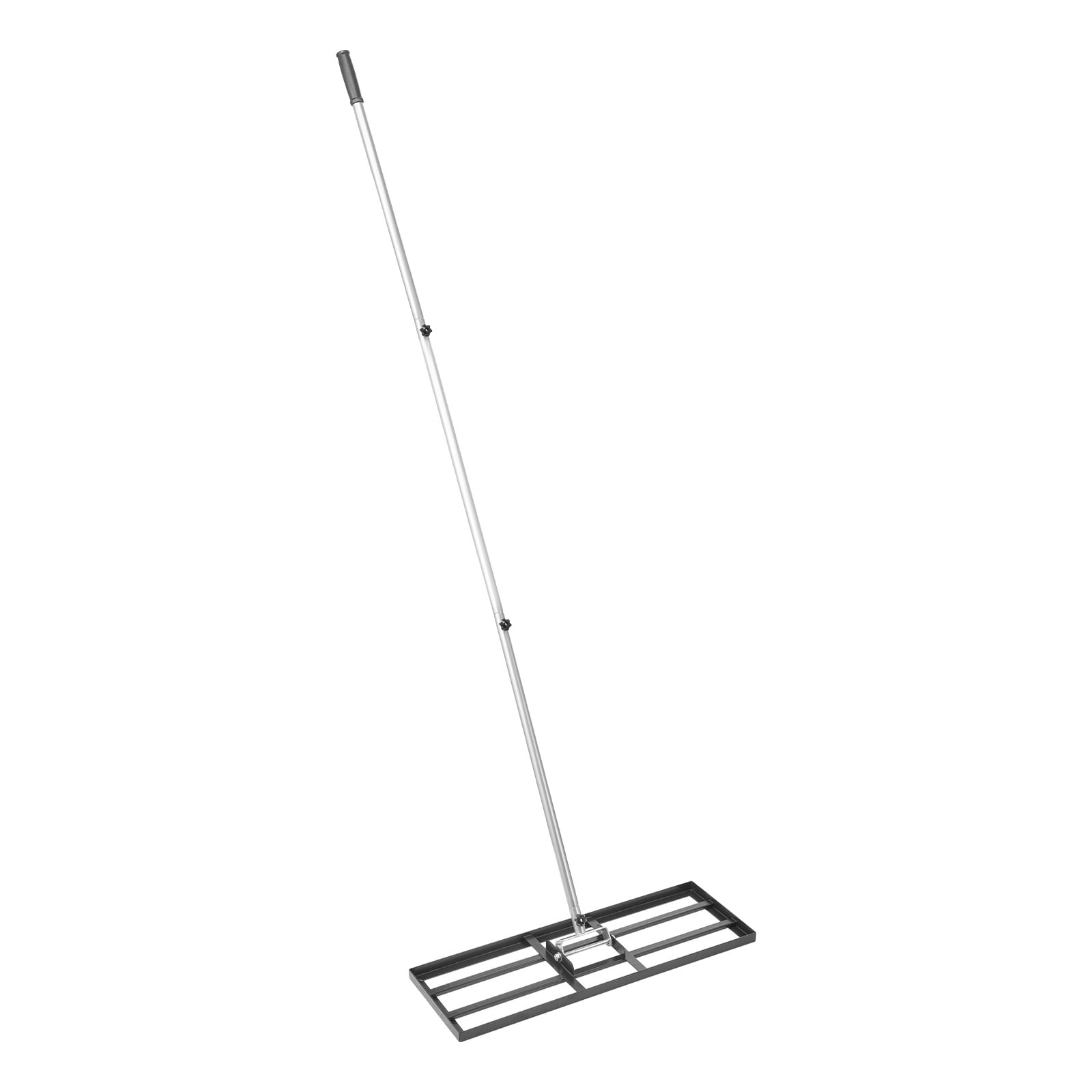KFFKFF Lawn Leveling Rake with Adjustable Handle, 30 x 10 in, Rust-Resistant Carbon Steel, 3 Height Settings, Soil Leveling Tool for Yard, Golf Areas