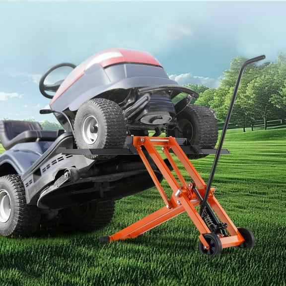 KFFKFF Lawn Mower Lift Jack, Supports up to 500 Lbs, Robust Carbon Steel Grass Cutter Elevator, Modifiable Portable Grass Cutter Lifter for Zero Turn Grass Cutters, Orange