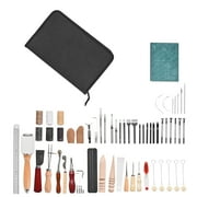 KFFKFF Leather Crafting Tool Set, 58 Piece Leatherwork Tools in Handy Canvas Carry Bag, Embossing Punching Sewing Buffing Instruments, Perfect for Novice DIY Hobbyists and Expert Craftsmen