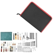 KFFKFF Leather Crafting Tool Set, 61-Piece Leatherwork Instruments with Handy Canvas Carry Bag, Carving, Punching, Stitching, Smoothing Equipment, Perfect for Novice DIY Hobbyists