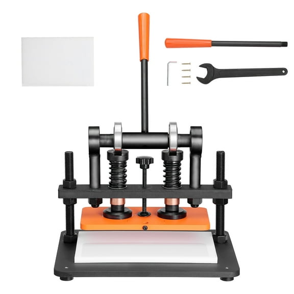 KFFKFF Leather Cutting Machine, 10.2 x 4.7 in Stamping Plate Hand-Operated Die Slicer, 0.47 in Compression Movement Twin Guide Rods Die Slice Apparatus, Leather Stamping Tool