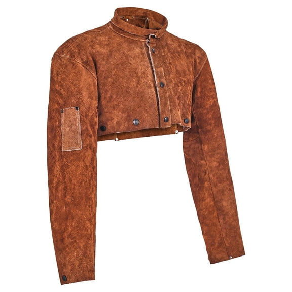 KFFKFF Leather Welding Cape Sleeve, Durable Flame-Resistant Cowhide Safety Gear for Men and Women, Heat-Resistant Protection for Welding, Blacksmithing, Woodworking, Gardening, L-Size