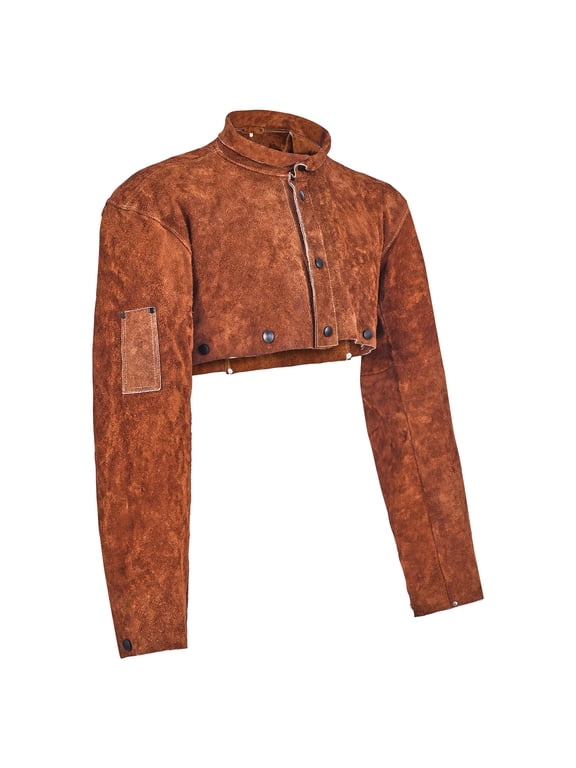 Leather Welding Cape Sleeve, Durable Flame-Resistant Cowhide Safety Gear for Men and Women, Heat-Resistant Protection for Welding, Blacksmithing, Woodworking, Gardening, L-Size