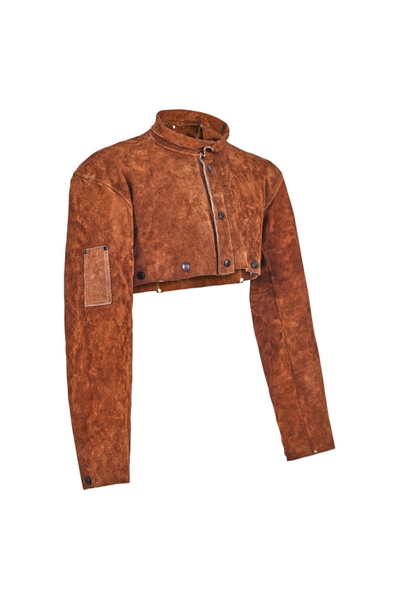 Leather Welding Cape Sleeve, Durable Flame-Resistant Cowhide Safety Gear for Men and Women, Heat-Resistant Protection for Welding, Blacksmithing, Woodworking, Gardening, XXL Size