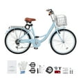 thumbnail image 1 of KFFKFF 26" Cruiser Bike, 7-Speed,Pale Blue Coastal Riding Bike with Spacious Basket and Back Stand, Safe & Robust Bicycle with Modifiable Saddle, 1 of 9