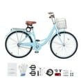 thumbnail image 1 of KFFKFF 26" Cruiser Bike,Single Speed,Pale Azure Coastal Cycle with Spacious Basket and Back Stand, Safe & Robust Bicycle with Modifiable Saddle,Adult Version, 1 of 9