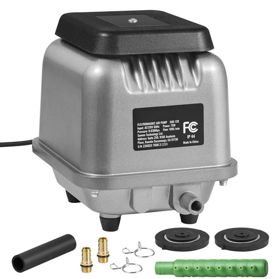 KFFKFF Linear Air Pump, 109L/Min for Efficient Aeration, Suitable for 1/2 Acre Ponds up to 10 FT Deep, Water Features, Waste Processing, Septic Systems, Aquariums, Aquaculture, and Seafood Dining