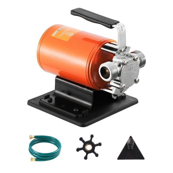 KFFKFF Liquid Movement Pump, DC 12V 360 GPH 1/10HP, Compact Electrical Convenience Pump inclusive of 6 ft Intake Hose Set, Rotor, Intake Filter, suitable for Yard, Rain Container, Swimming Pool, Pond