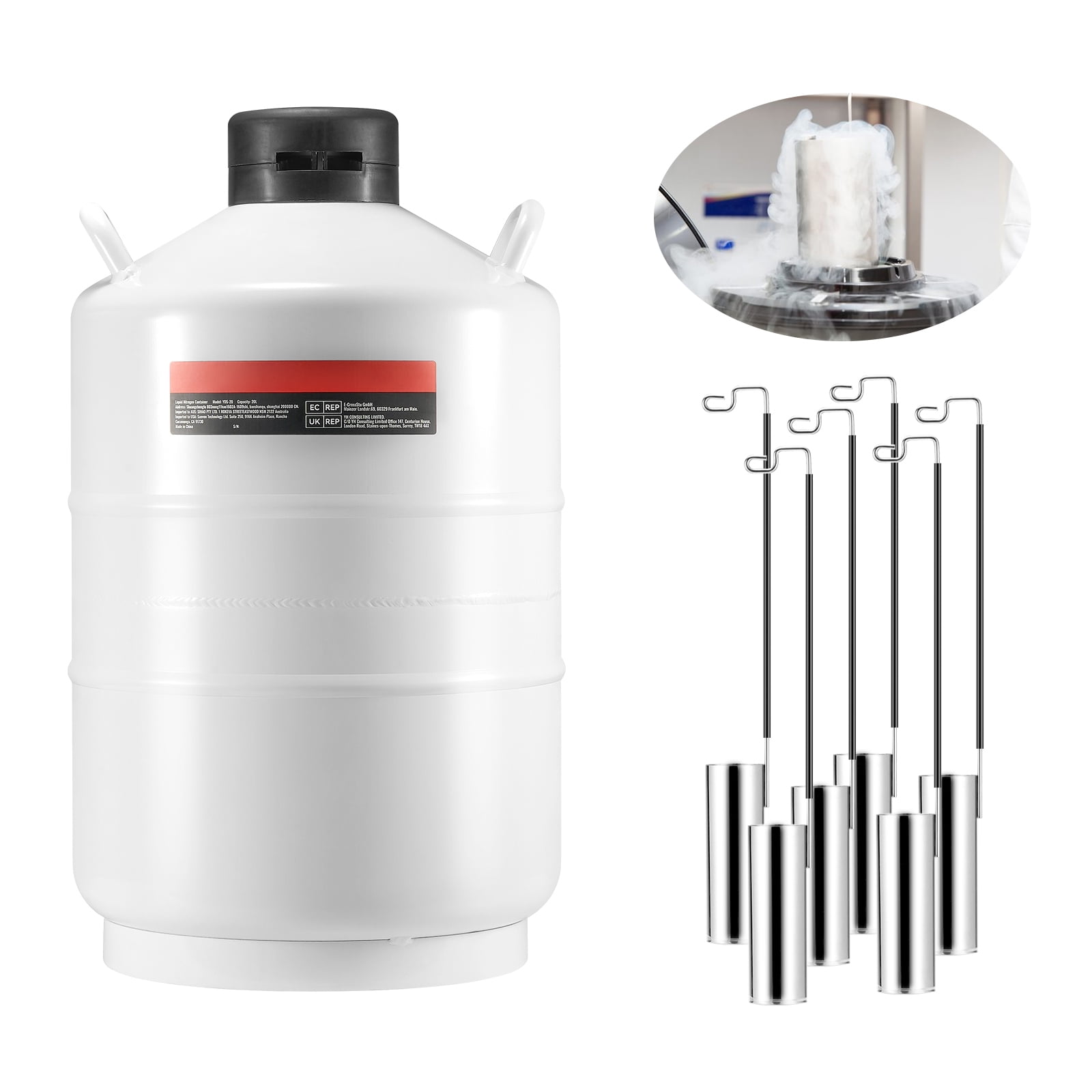 KFFKFF 20L Liquid Nitrogen Tank, Aluminum Alloy LN2 Dewar