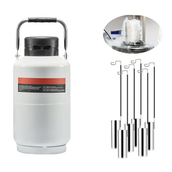 KFFKFF Liquid Nitrogen Tank, 3 L Aluminum Alloy Nitrogen Vessel, LN2 Storage Dewar with 6 Storage Units and Portable Bag with Straps, Cryogenic Vesse