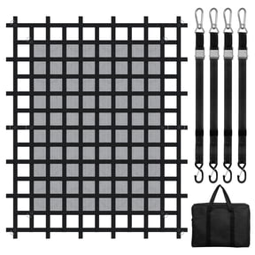 KFFKFF Load Mesh, 96x81 inches, Robust Freight Mesh for Truck Bed, 4 Modifiable Straps with Carabiners & S-Hooks, Durable & Resistant to Weather, Appropriate for Pickup, Truck, Jeep, SUV, Boat