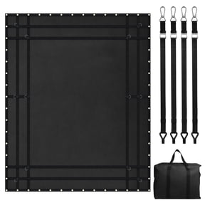 KFFKFF Load Net, Dimensions 120x105 inches, Robust Lorry Load Net for Truck Bed, Incorporates 4 Modifiable Straps with Carabiners and Rubberized Coated Hooks, Long-lasting (Black)
