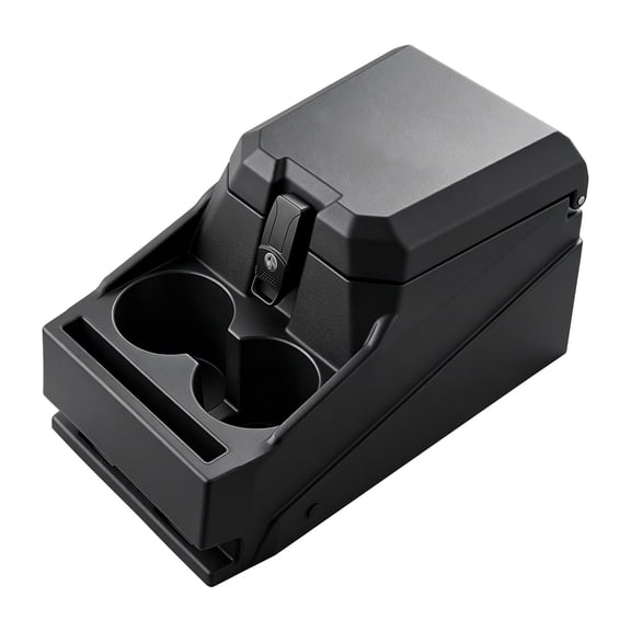 KFFKFF Lockable UTV Center Console Storage Box with Armrest, Durable HDPE Organizer Featuring Cup and Phone Holders - Fits Polaris Ranger & 2017-2026 Can-Am Defender