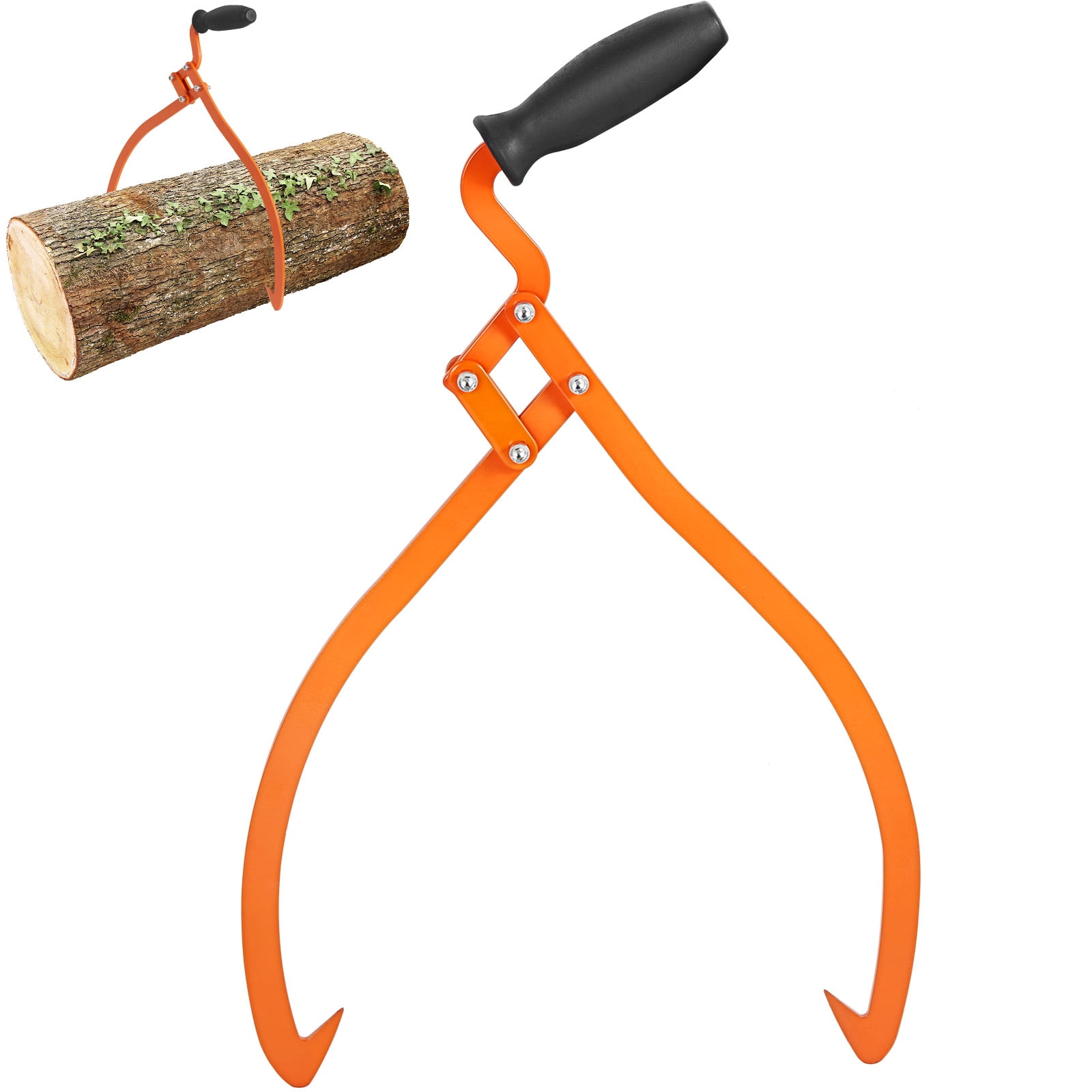 KFFKFF Log Tongs, Steel Hand Log Grapple with 110 lbs Loading Capacity, Log Lifting, Handling, Dragging & Carrying Tool,20 inch 2 Claw Logging Skidding Tongs Non-Slip Grip