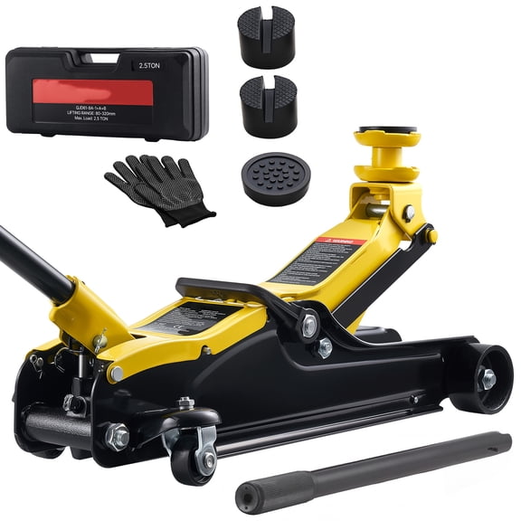 KFFKFF Low Profile Hydraulic Floor Jack, 2.5 Ton Capacity, Steel Construction with Quick Lift Pump & SUV Adapters, Trolley Car Lift for Sedans, Lifting Range 3.3"-13.8"