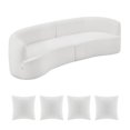 thumbnail image 1 of KFFKFF Luxury Modern Cloud-Inspired Plush Sectional Sofa, 112" Curved Modular Couch with 4 Pillows - Oversized Deep Seat Corduroy Upholstery for Living Room, Apartment, Office, Ready to Use, White, 1 of 9
