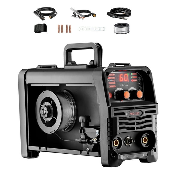 KFFKFF MIG Welding Device, 130Amp Synergic Welding Apparatus, 3-in-1 Flux Core MIG/Stick/Lift TIG Multi-Function Welding Equipment, 110V Compact MIG Welder featuring IGBT Inverter Mechanism