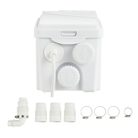 KFFKFF Macerator Pump, 350W, 6000 L/h Flow, 23 ft/7 m Head, Macerator Sewerage Sump Pump with 3 Water Inlets for Basement, Kitchen, Sink, Shower, Bathtub, Laundry Waste Water Disposal Upflush Machine