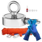 KFFKFF Magnetic Fishing Set, 1000 LBS/454 Kg Dual-Sided Attraction Power, Robust Magnet Fishing Kit, Uncommon Neodymium Magnetic Fishing Set Comprises Grappling Hook, Sturdy Cord, Gloves, and Eyebolt