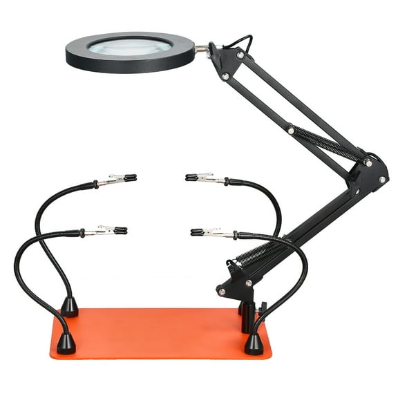 KFFKFF Magnetic Helping Hands Soldering Station with 4 Adjustable Arms, LED Magnifying Lamp, and Stable Non-Slip Base for Electronics, Crafts, and DIY Projects