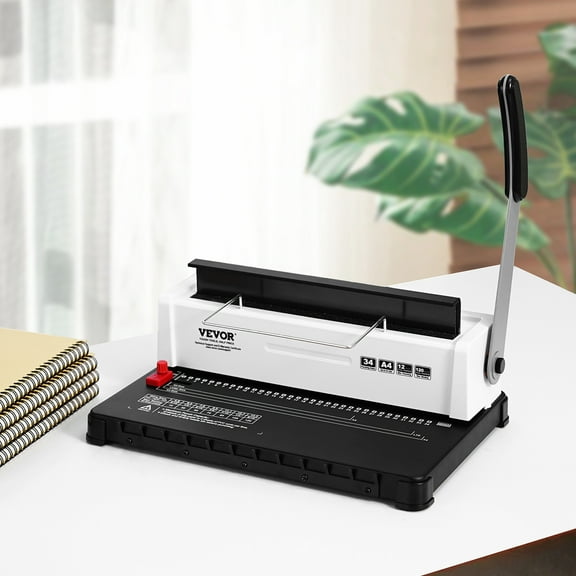 KFFKFF Manual Coil Spiral Binding Machine Book Maker Binding Spines Manual Book Maker 34-Holes Binding 120 Sheets, with 5/16'' Coil Binding Spines for Letter Size, A4, A5