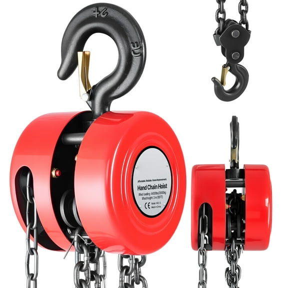 KFFKFF Manual Hand Chain Hoist, 2 Ton 4400 lbs Capacity, Chain Block with Enhanced G70 Galvanized Chain, 10 ft Lift Height, Durable Pulley System for Garage, Warehouse, and Machinery Applications