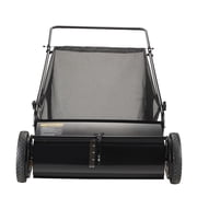 KFFKFF Manual Lawn Cleaner, 26-inch Foliage & Turf Gatherer, Robust Rubber Tires & Reinforced Steel Construction, Long-lasting with Spacious 7 cu. ft. Mesh Storage Sack, 4 Rotating Bristles