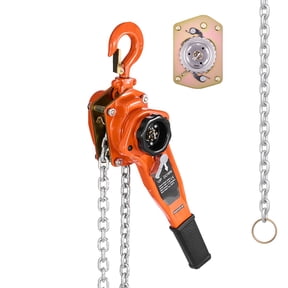 KFFKFF Manual Lever Chain Hoist, 1T 2200LBS Capacity, Heavy-Duty Come Along with 10FT Lift, G80 Alloy Steel Chain, Dual Pawl Brake, 360 Rotating Hooks for Warehouse, Construction, and Garage Use
