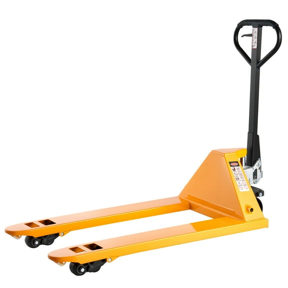 KFFKFF Manual Pallet Jack, 5500 lbs Capacity, Heavy-Duty Material Handling Truck with 48L x 27W Inch Forks, Adjustable Fork Lift Height from 3.35 to 7.1 Inches, Ideal for Warehouses, Supermarkets