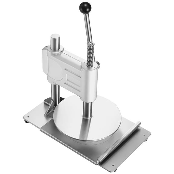 KFFKFF Manual Pizza Dough Press Machine, 9.5-inch Pastry Press Plate, Stainless Steel Bread Presser, Commercial Chapati Crust Maker with Handle and 100 Sheets of Parchment Paper