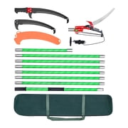 KFFKFF Manual Pole Saw, 3.87-27 ft Telescopic Tree Pruner with Scissors, Durable 65Mn Steel Blade, Lightweight Fiberglass Handle, Ideal for Trimming High Branches, Palms, and Shrubs