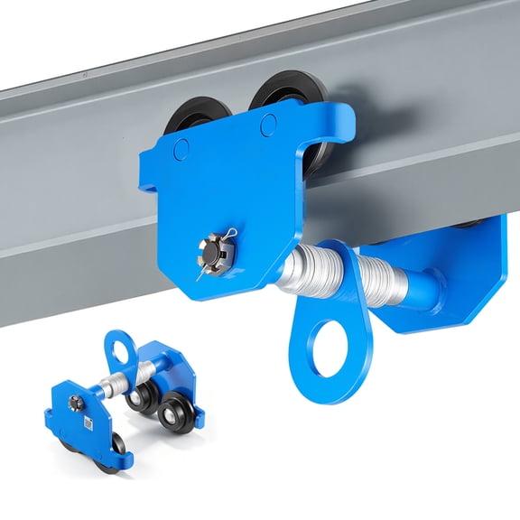KFFKFF Manual Push Trolley, 2200 lbs/1 Ton Capacity, Adjustable Dual-Wheel Beam Trolley for 2.4" to 7" I-Beam Flanges, Durable Carbon Steel Hoist for Straight and Curved Beams