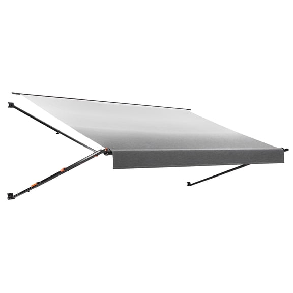 KFFKFF Manual RV Awning Complete Kit, 14.12FT Retractable Awning with Durable Aluminum Frame & Waterproof PVC Fabric, Outdoor Camping Trailer Shade Compatible with Most RVs(14FT Type, Gradient Black)
