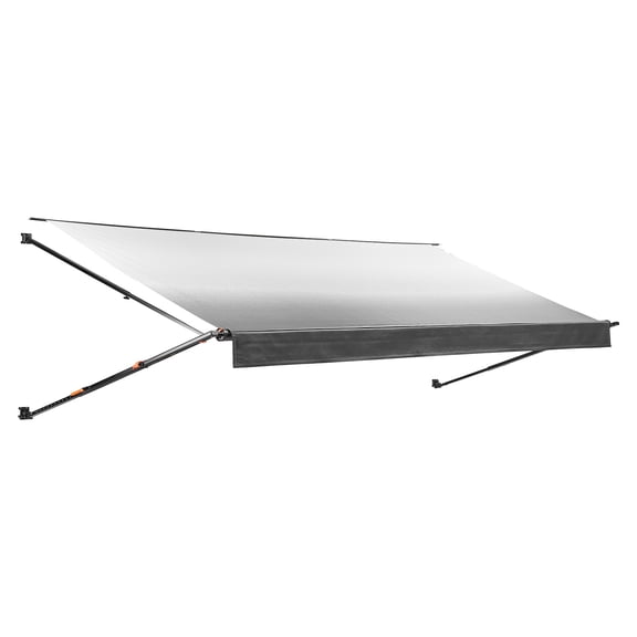 KFFKFF Manual RV Awning Complete Kit, 18.12FT Retractable Awning with Durable Aluminum Frame & Waterproof PVC Fabric, Outdoor Camping Trailer Shade Compatible with Most RVs (18FT Type,Gradient Black)