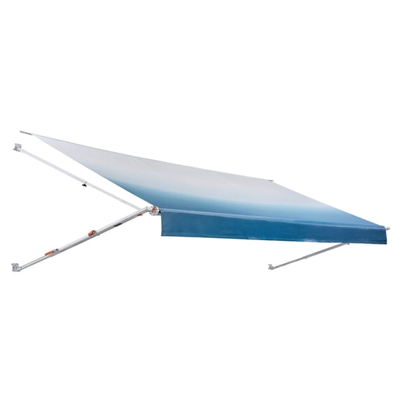 KFFKFF Manual RV Awning Complete Kit, 18.12FT Retractable Awning with Durable Aluminum Frame & Waterproof PVC Fabric, Outdoor Trailer Shade for Various RVs (18FT Type, Gradient Blue)